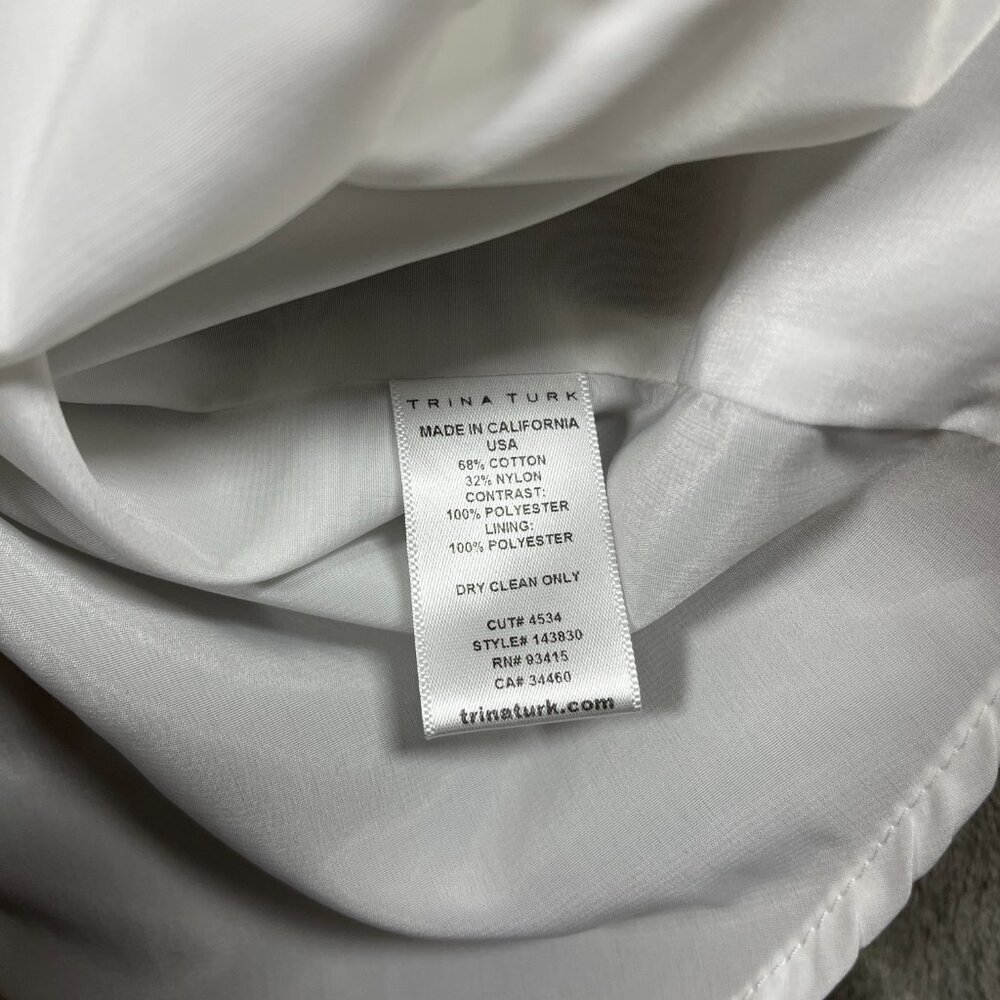 Trina Turk Parson Women's Mini Dress Size 2 White Bridal Sleeveless Keyhole Boho - Picture 9 of 9